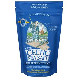 Celtic Sea Salt Light Grey Coarse Sea Salt in resealable bag.