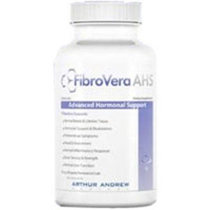 FibroVera AH5 dietary supplement bottle for hormonal support.