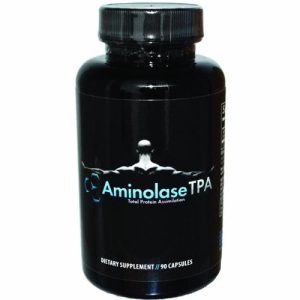 AminoLase TPA dietary supplement bottle for protein digestion support.