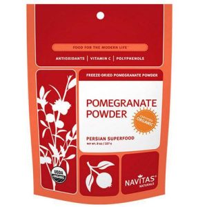 Organic freeze-dried pomegranate powder for health and antioxidants.