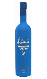 Blue bottle of Kosterina Extra Virgin Olive Oil with label details.