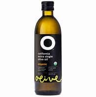 California extra virgin olive oil bottle with black cap and label.