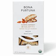 Bona Furtuna Cantucci Biscotti package with biscotti image and branding.