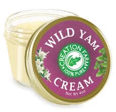 Healthy Roots Wild Yam Cream jar with label, 4oz size, natural skincare product.