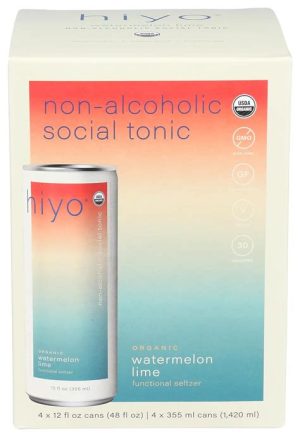 Hiyo non-alcoholic social tonic watermelon lime beverage can.