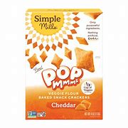 Cheddar-flavored Pop Mmms snack from Simple Mills, 4oz bag, gluten-free and baked.