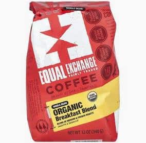 Equal Exchange Organic Breakfast Blend coffee bag for healthy breakfast.