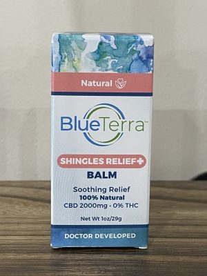 Blue Terra Shingles Relief Balm 1oz for soothing relief and natural CBD benefits.