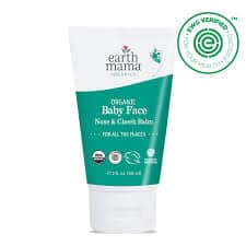 Earth Mama Baby Face Nose and Cheek Balm for gentle skin care.