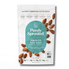 Healthy Roots smoked sea salt almonds in a resealable bag for snacking.