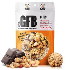 Healthy Roots GFB Dark Chocolate Peanut Butter Bites with nuts and chocolate.