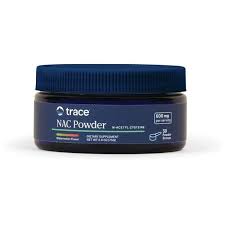 Watermelon flavored TRACE NAC powder in a blue container for health support.
