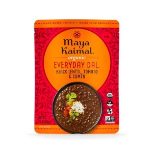 Maya Kaimal Black Lentil package with lentil dish image.