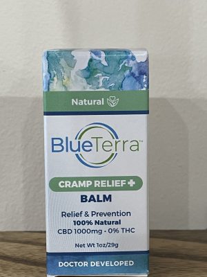 Blue Terra Cramp Relief Balm Stick for natural pain relief and prevention.