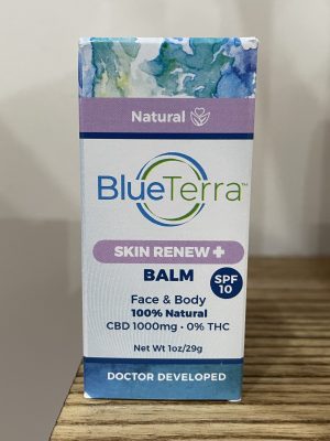 Blue Terra Skin Renew Balm for face and body with CBD, SPF 10, 100% natural, 1000mg CBD, 29g.