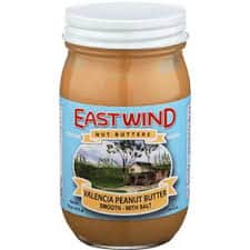 EASTWIND Valencia Peanut Butter jar with farm scene label.