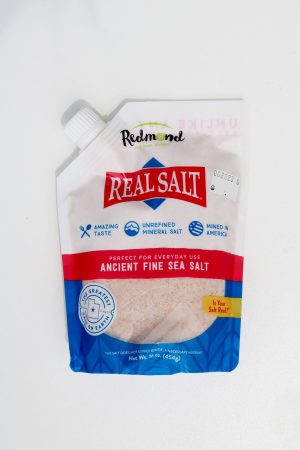 Redmond Real Salt Coarse Sea Salt in pouch for cooking and seasoning.