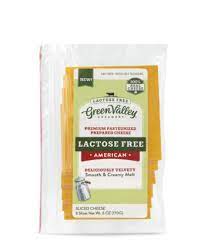 Green Valley American cheese package with lactose-free label and creamy texture.