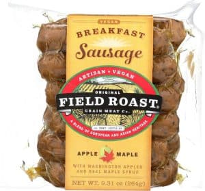 Vegan breakfast sausage with apple and maple flavor from Field & Roast.