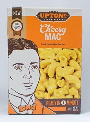 Vegan Cheesy Mac by Upton Naturals in orange packaging with pasta image.