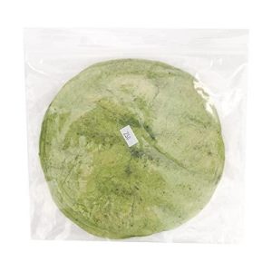 Frozen spinach garlic wraps in clear vacuum-sealed packaging.