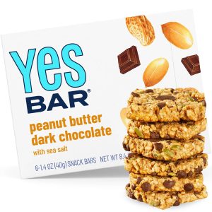 Healthy Roots YES Bar with peanut butter and dark chocolate flavor.