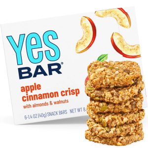 Healthy Roots YES Bar apple cinnamon crisp snack with almonds and walnuts.