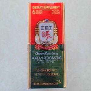 Korean Red Ginseng Vital Tonic bottle for health and wellness.