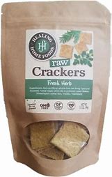 Healthy Roots fresh herb crackers in eco-friendly packaging.