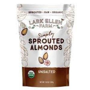 Healthy Roots sprouted organic almonds in resealable bag for snacking.