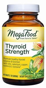 Thyroid health supplement bottle with herbs and ingredients.