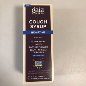 Gaia Herbs Nighttime Cough Syrup with elderberry and passionflower.