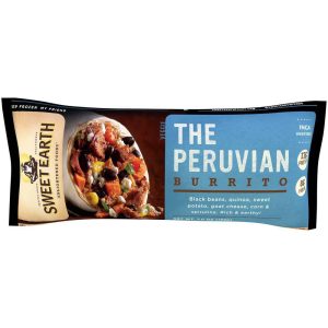 Frozen Peruvian Burrito with vegetables and ingredients.