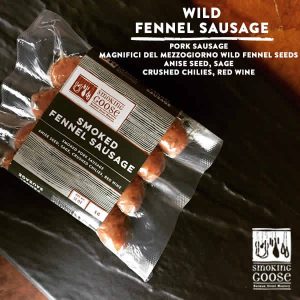 Wild fennel sausage from Smoking Goose with ingredients listed.