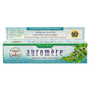 Healthy Roots Auromere Mint Toothpaste with herbal extracts and natural ingredients.