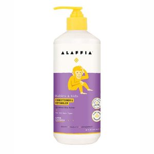 Alaffia nourishing conditioner and detangler for babies and kids with shea butter and lavender scent.