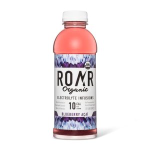 Healthy Roots Blueberry Açaí electrolyte beverage with organic ingredients.