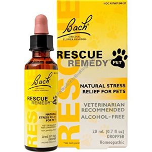 Bach Rescue Remedy Pet 20Ml bottle with packaging for natural pet stress relief.