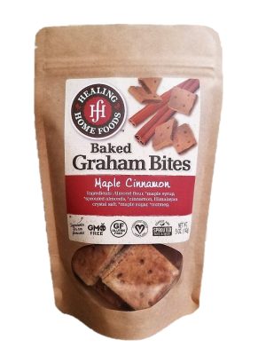 Healthy Roots Maple Cinnamon Baked Graham Bites for healthy snacking.