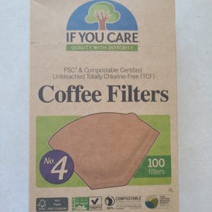 Healthy Roots coffee filters, FSC certified, compostable, unbleached, chlorine-free, pack of 100.
