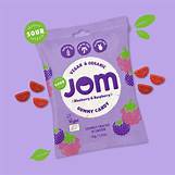 Vegan organic gummies with blueberry and raspberry flavor, healthy roots branding.