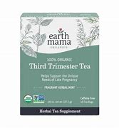 Earth Mama Third Trimester Tea box with herbal ingredients and label details.