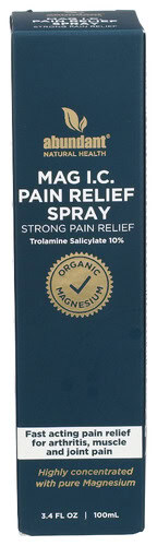 Abundant Natural Health Magnesium Pain Relief Spray for muscle and joint pain relief.