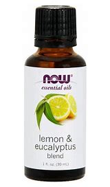 Lemon and eucalyptus essential oil bottle for natural wellness.