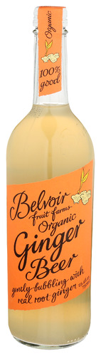 Belvoir Farm Organic Ginger Beer with real root ginger, 100% good, natural ingredients.