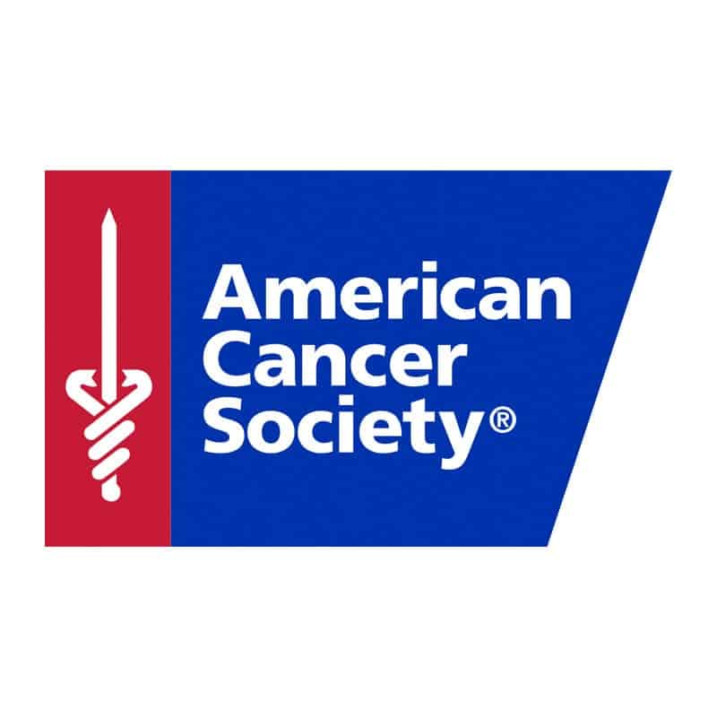 Red, white, and blue American Cancer Society logo featuring a sword wrapped in a ribbon, representin
