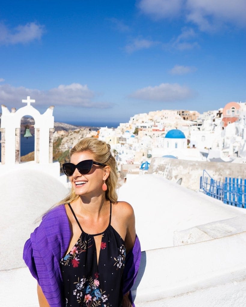 girl in Santorini Greece mykonos or santorini