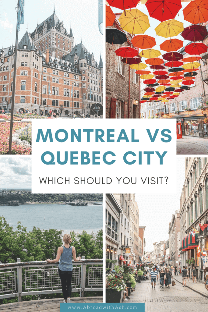 Montreal vs. Quebec City…which city should you visit? I’ll take you through both cities and tell you which is the perfect choice for YOU! #montreal #montrealcanada #canada #quebec #quebecprovince #quebeccity #montrealorquebeccity #montrealvsquebeccity #quebeccityormontreal #quebeccityvsmontreal #canadablog #canadaguide quebec city vs montreal