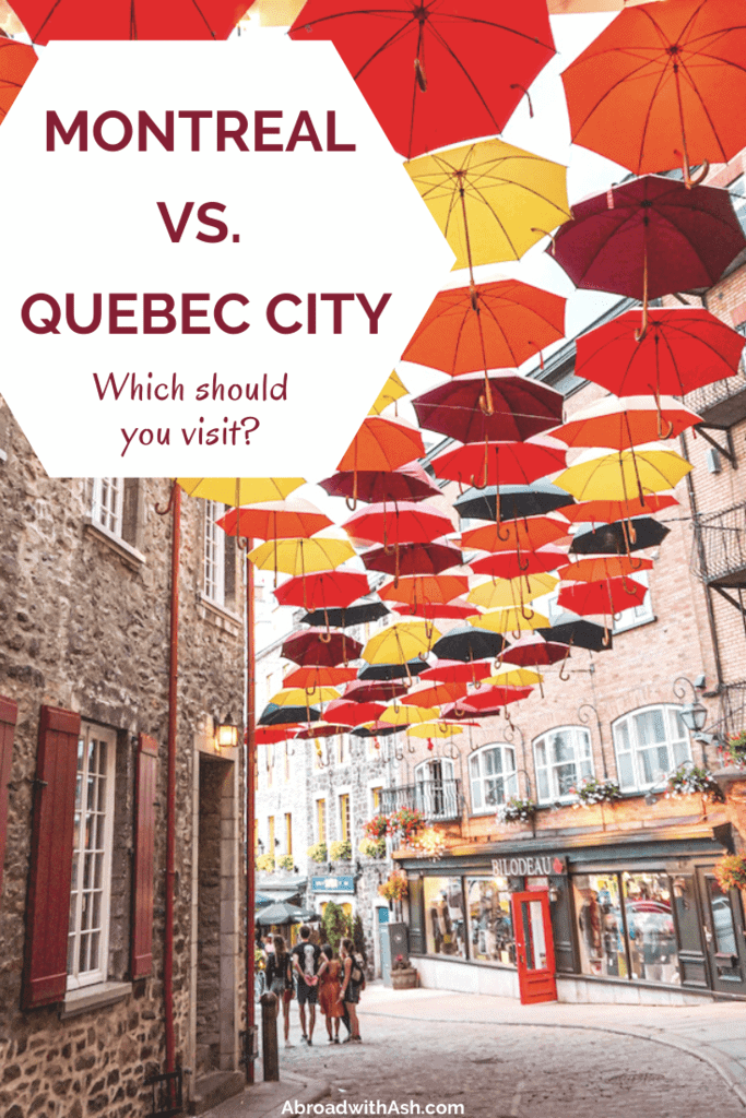Planning a trip to Canada and debating Quebec City vs Montreal? I had the same dilemma when researching my trip. Luckily, I was able to visit both Montreal and Quebec City. I'll take you through what each destination has to offer and which might be best for you!#montreal #quebeccityormontreal #canadablog #travelblog montreal vs. quebec city