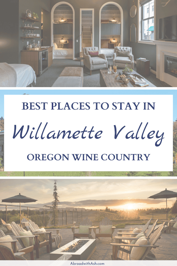 Headed to Oregon wine country and wondering where to stay? Take a hint from a local and choose one of these TOP Willamette Valley hotels and bed and breakfasts! Whether you’re looking for a luxury hotel and spa, a quirky vintage trailer park (yes, you heard me right), or a charming boutique hotel, I’ve got the perfect place for you. Discover the best places to stay in Willamette Valley! #willamettevalley #oregon #pnw #usatravel hotels in oregon wine country